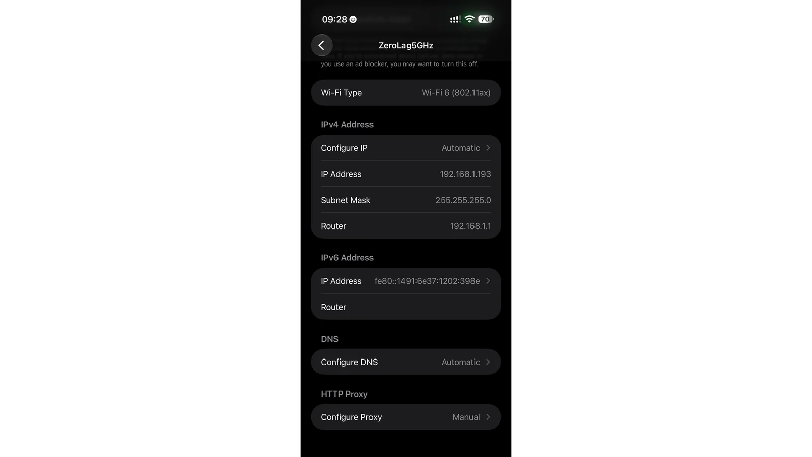 iPhone Wi-Fi HTTP Proxy settings