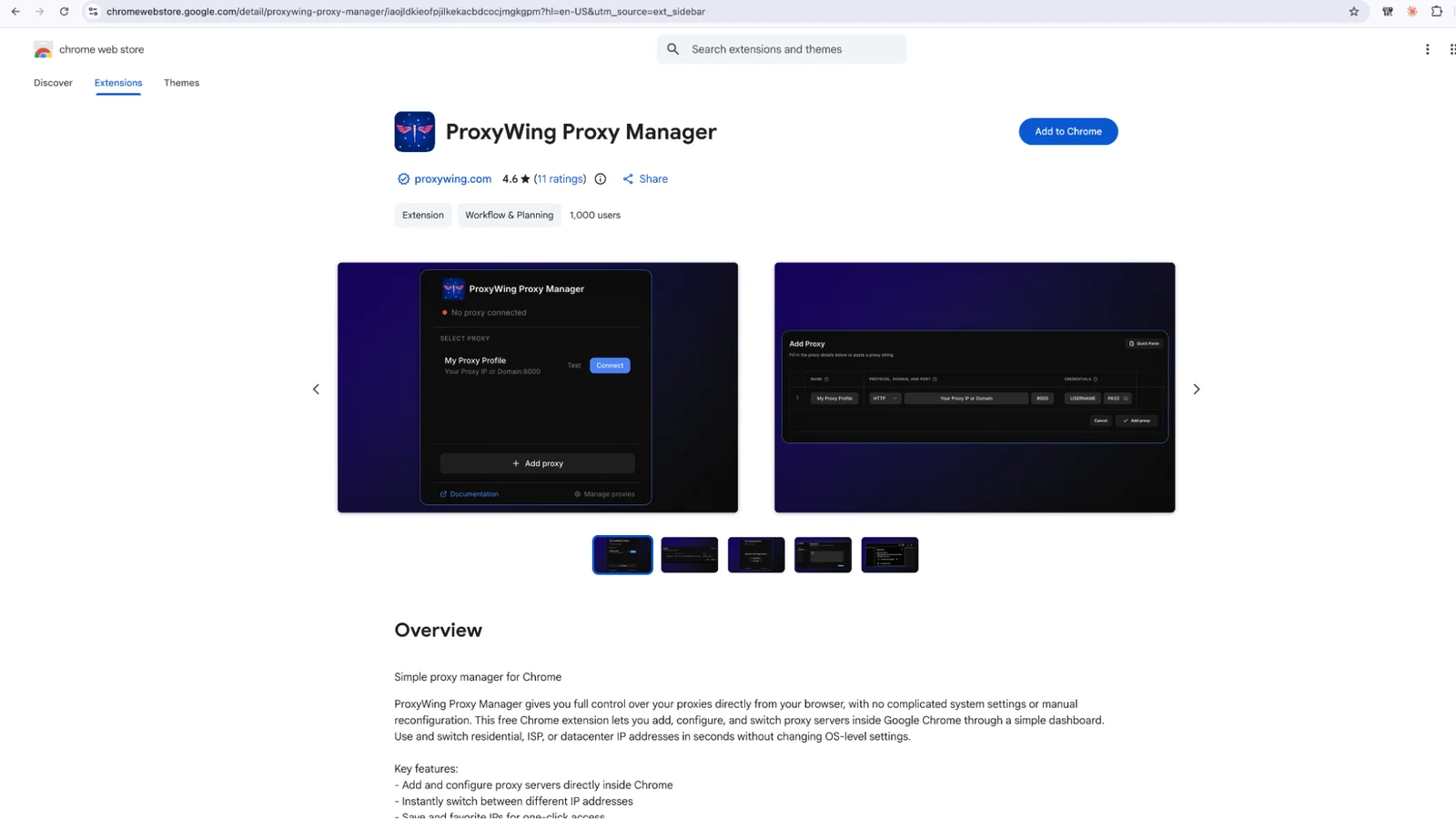 ProxyWing Proxy Manager Chrome Web Store